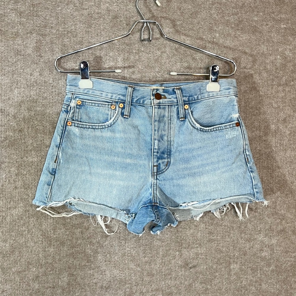 Madewell Relaxed Denim Shorts Womens 24 Cedarcroft Wash Raw Hem MC640